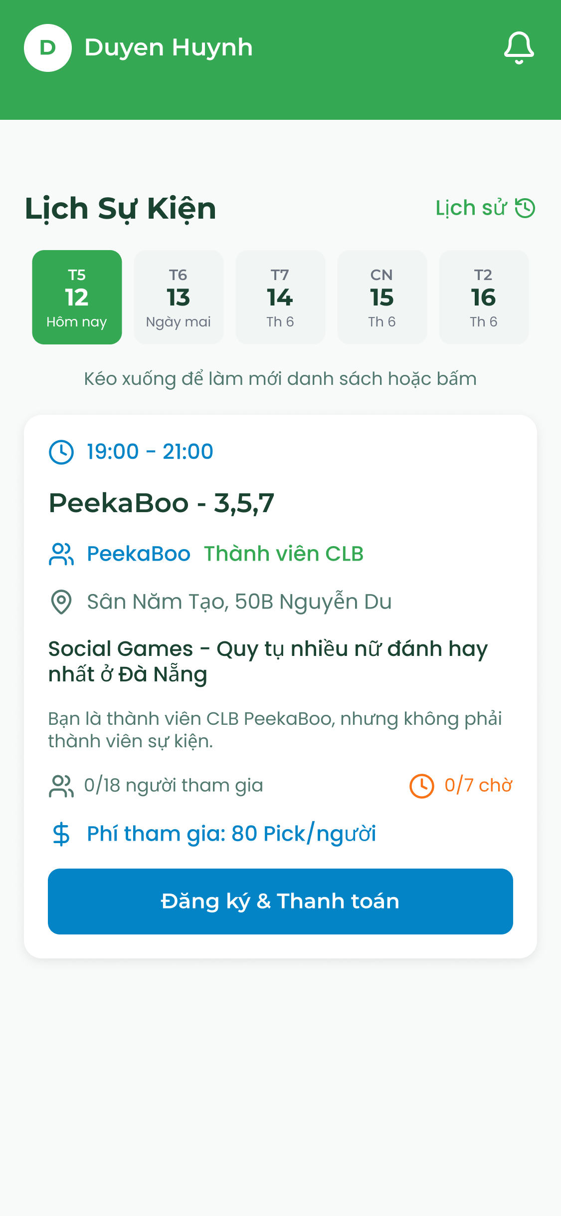 002Pick Lịch sự kiện